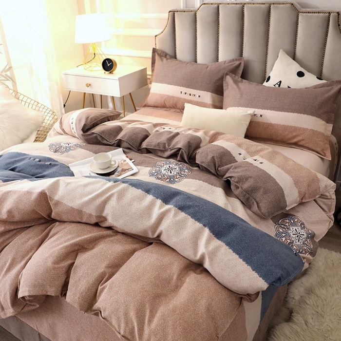 91家纺网 家纺一手货源 找家纺 晶缦 2023新款典雅系全棉活性磨毛四件套 眷恋