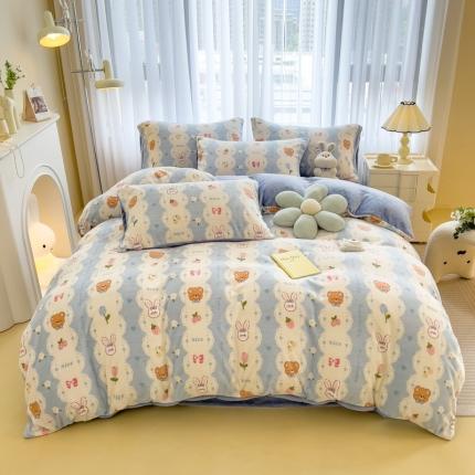 91家纺网 家纺一手货源 找家纺 （总）印季 2024新款加厚印花牛奶绒四件套