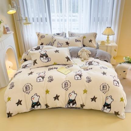 91家纺网 家纺一手货源 找家纺 （总）印季 2024新款加厚印花牛奶绒四件套