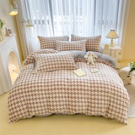 91家纺网 家纺一手货源 找家纺 （总）印季 2024新款加厚印花牛奶绒四件套