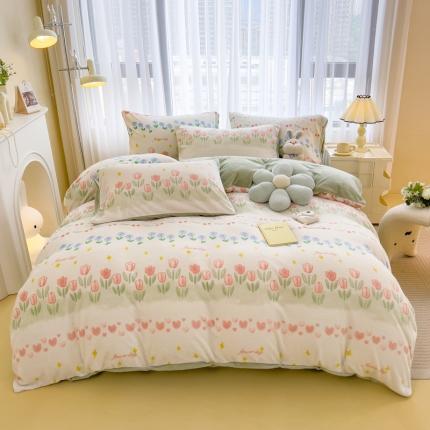 91家纺网 家纺一手货源 找家纺 （总）印季 2024新款加厚印花牛奶绒四件套