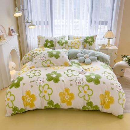 91家纺网 家纺一手货源 找家纺 （总）印季 2024新款加厚印花牛奶绒四件套