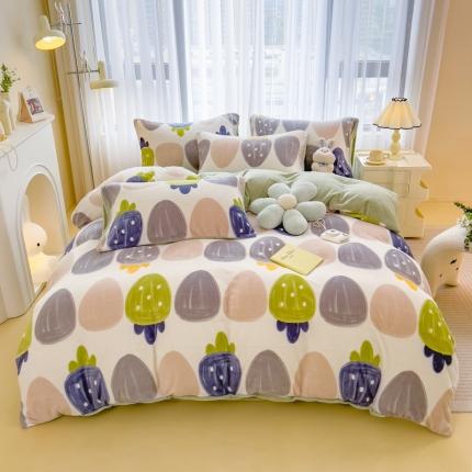 91家纺网 家纺一手货源 找家纺 （总）印季 2024新款加厚印花牛奶绒四件套