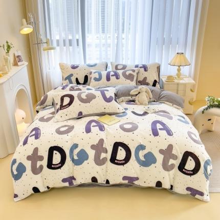 91家纺网 家纺一手货源 找家纺 （总）印季 2024新款加厚印花牛奶绒四件套