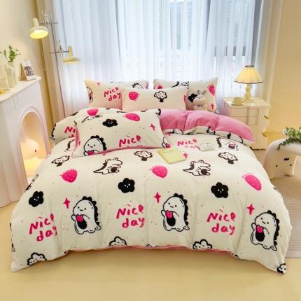 91家纺网 家纺一手货源 找家纺 （总）印季 2024新款加厚印花牛奶绒四件套