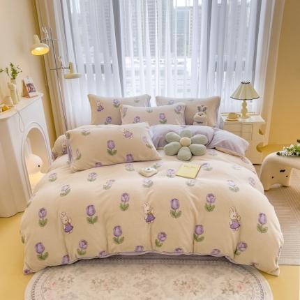 91家纺网 家纺一手货源 找家纺 （总）印季 2024新款加厚印花牛奶绒四件套