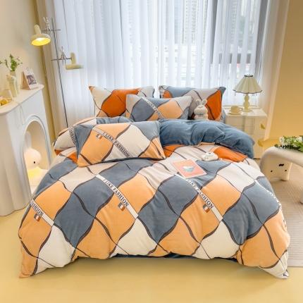 印季 2024新款加厚印花牛奶绒四件套 波律