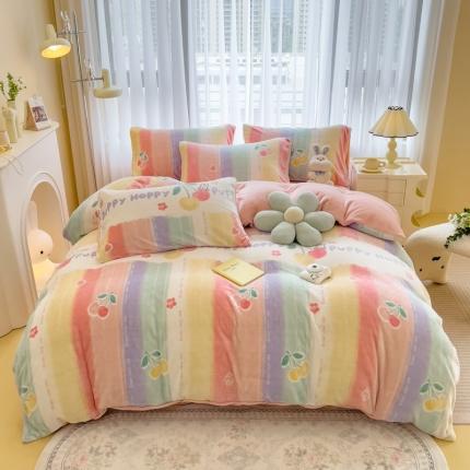 印季 2024新款加厚印花牛奶绒四件套 彩虹桥