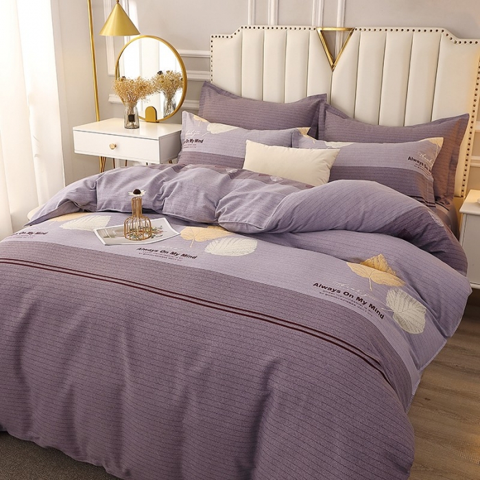 91家纺网 家纺一手货源 找家纺 晶缦 2023新款典雅系全棉活性磨毛四件套 漫步时光灰