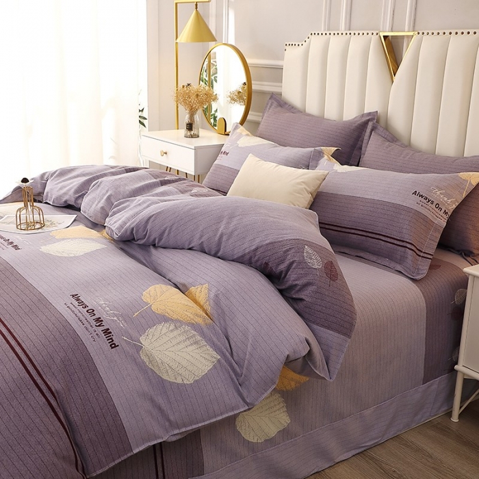 91家纺网 家纺一手货源 找家纺 晶缦 2023新款典雅系全棉活性磨毛四件套 漫步时光灰