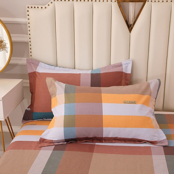 91家纺网 家纺一手货源 找家纺 晶缦 2023新款典雅系全棉活性磨毛四件套 苏格风情桔