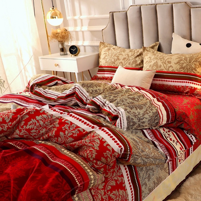 91家纺网 家纺一手货源 找家纺 晶缦 2023新款典雅系全棉活性磨毛四件套 唐之韵