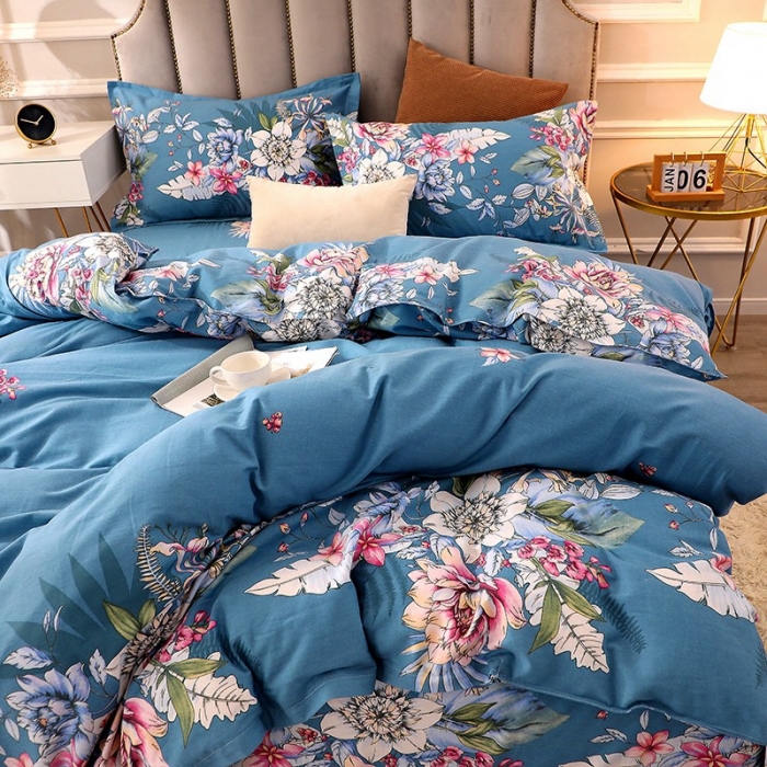 91家纺网 家纺一手货源 找家纺 晶缦 2023新款典雅系全棉活性磨毛四件套 夜来香