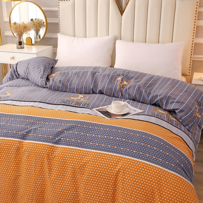 91家纺网 家纺一手货源 找家纺 晶缦 2023新款典雅系全棉活性磨毛四件套 一鹿相伴