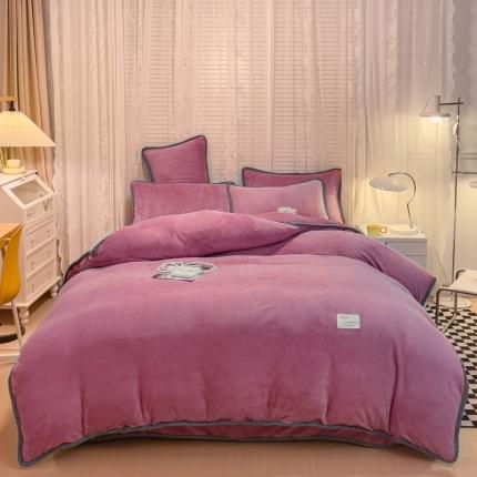 91家纺网 家纺一手货源 找家纺 （总）欧冠 2023新款加厚牛奶绒纯色优雅四件套