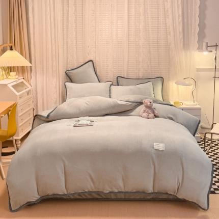 91家纺网 家纺一手货源 找家纺 欧冠 2023新款加厚牛奶绒纯色优雅四件套 优雅-浅驼