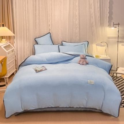 91家纺网 家纺一手货源 找家纺 （总）欧冠 2023新款加厚牛奶绒纯色优雅四件套