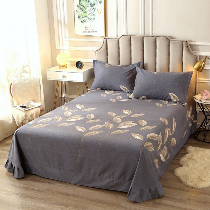 91家纺网 家纺一手货源 找家纺 晶缦 2023新款典雅系全棉活性磨毛四件套 自由风-灰