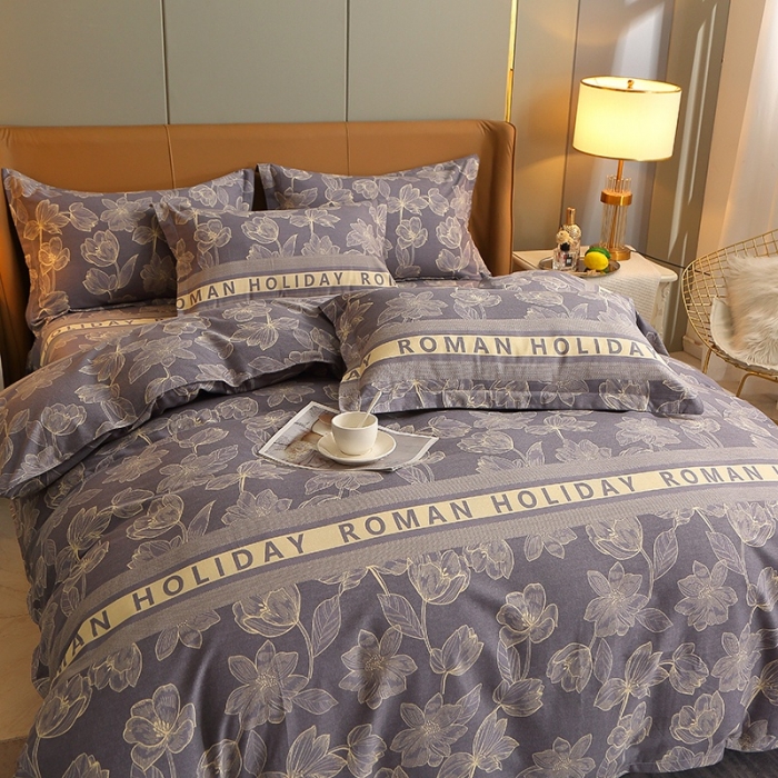 91家纺网 家纺一手货源 找家纺 总-2024新款典雅系多规格活性全棉磨毛四件套纯棉磨毛四件套床单床笠款