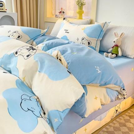 91家纺网 家纺一手货源 找家纺 总乐童家纺 2023新款网红直播爆款吊边＋一字绣工艺款四件套（十二）