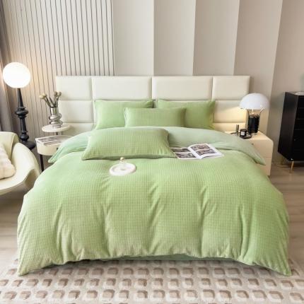 91家纺网 家纺一手货源 找家纺 （总）印季 2024新款立体剪花牛奶绒保暖四件套-十字结