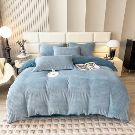 91家纺网 家纺一手货源 找家纺 （总）印季 2024新款立体剪花牛奶绒保暖四件套-十字结