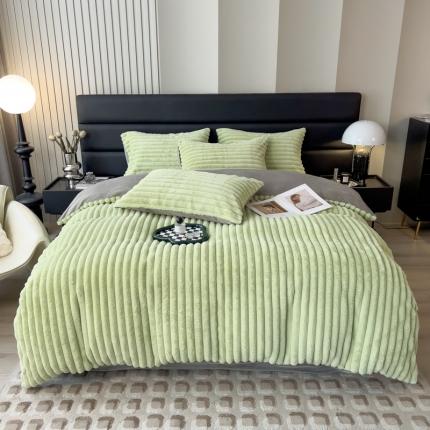 91家纺网 家纺一手货源 找家纺 （总）印季 2024新款立体剪花条纹兔毛绒四件套