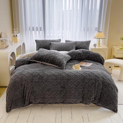 91家纺网 家纺一手货源 找家纺 （总）欧冠  2023秋冬加厚塔芙绒简约款牛奶绒四件套