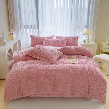 91家纺网 家纺一手货源 找家纺 （总）欧冠  2023秋冬加厚塔芙绒简约款牛奶绒四件套