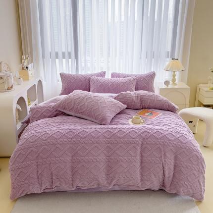 91家纺网 家纺一手货源 找家纺 （总）欧冠  2023秋冬加厚塔芙绒简约款牛奶绒四件套