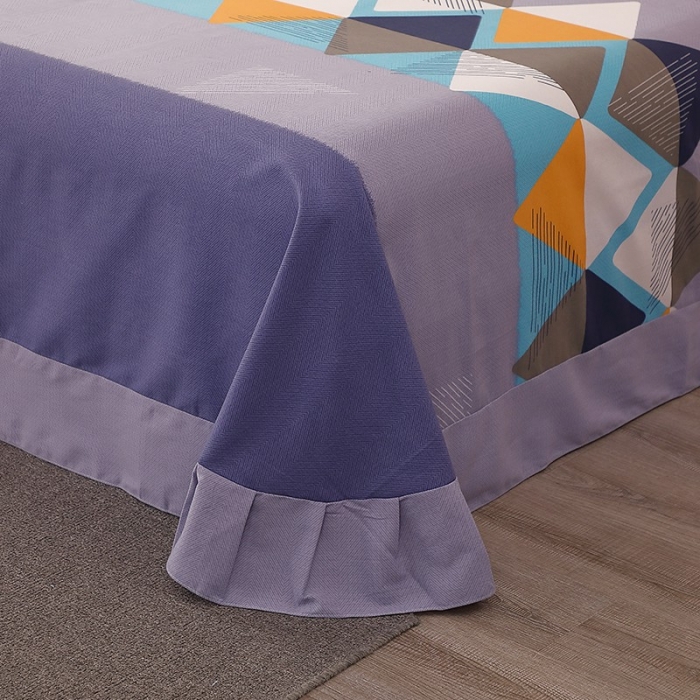 91家纺网 家纺一手货源 找家纺 晶缦家纺  2023新款典雅系全棉活性磨毛多规格单品四件套--床单 创意空间灰