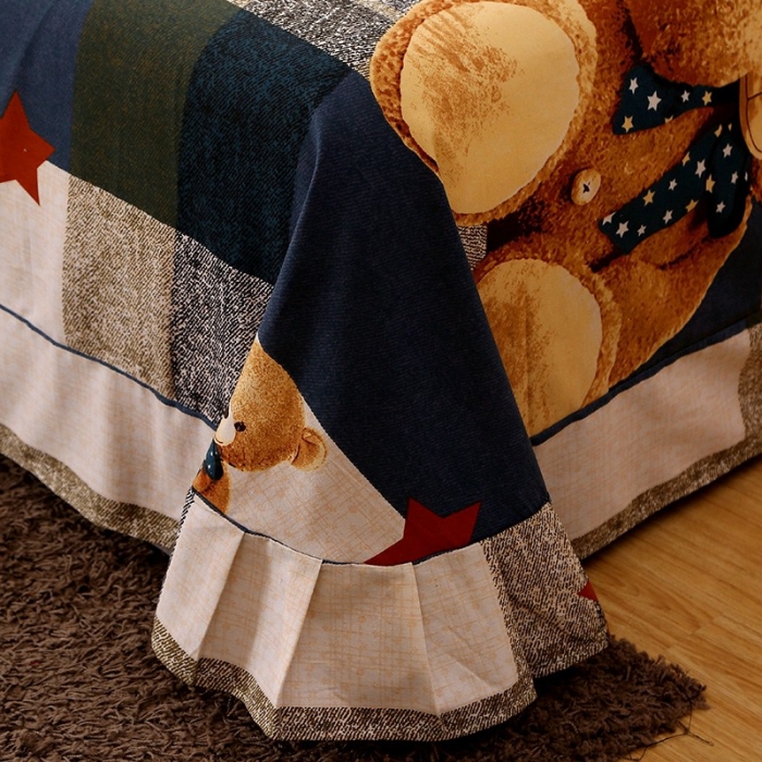 91家纺网 家纺一手货源 找家纺 晶缦家纺  2023新款典雅系全棉活性磨毛多规格单品四件套--床单 可爱熊