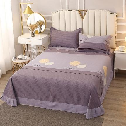 晶缦家纺  2023新款典雅系全棉活性磨毛多规格单品四件套--床单 漫步时光灰