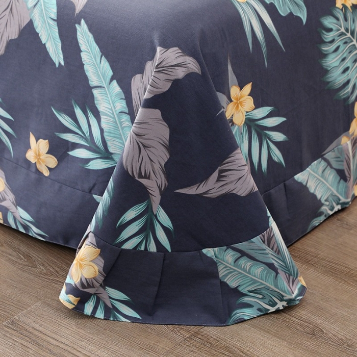 91家纺网 家纺一手货源 找家纺 晶缦家纺  2023新款典雅系全棉活性磨毛多规格单品四件套--床单 热带罗林