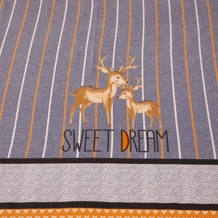 91家纺网 家纺一手货源 找家纺 晶缦家纺  2023新款典雅系全棉活性磨毛多规格单品四件套--床单 一鹿相伴