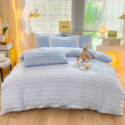 91家纺网 家纺一手货源 找家纺 （总）欧冠 2023秋冬新款牛奶绒提花简约款牛奶绒四件套