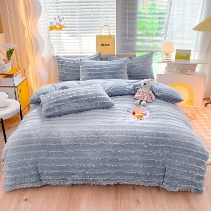 91家纺网 家纺一手货源 找家纺 （总）欧冠 2023秋冬新款牛奶绒提花简约款牛奶绒四件套