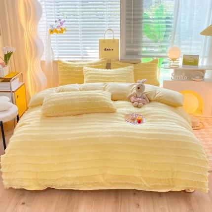 91家纺网 家纺一手货源 找家纺 （总）欧冠 2023秋冬新款牛奶绒提花简约款牛奶绒四件套