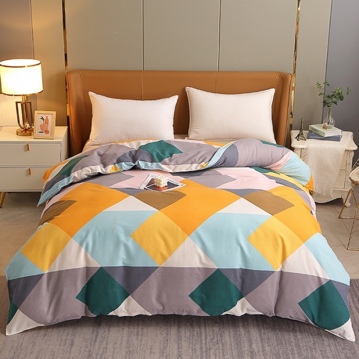 91家纺网 家纺一手货源 找家纺 晶缦 2023新款典雅系全棉活性磨毛多规格单品四件套-被套 魔幻彩格