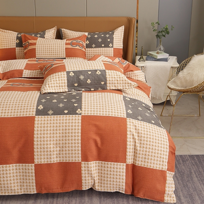 91家纺网 家纺一手货源 找家纺 晶缦 2023新款典雅系全棉活性磨毛多规格单品四件套-被套 千鸟格