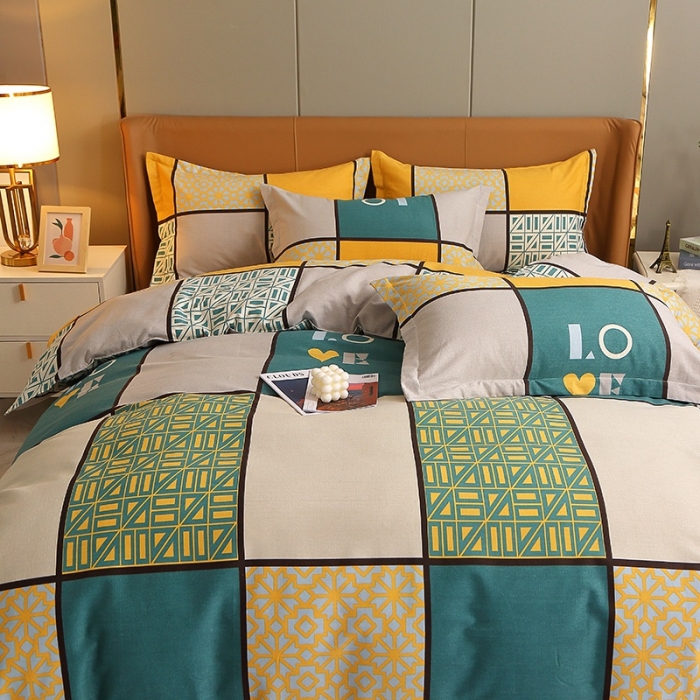 91家纺网 家纺一手货源 找家纺 晶缦 2023新款典雅系全棉活性磨毛多规格单品四件套-被套 心灵驿站蓝