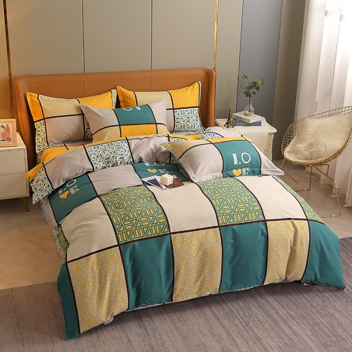 91家纺网 家纺一手货源 找家纺 晶缦 2023新款典雅系全棉活性磨毛多规格单品四件套-被套 心灵驿站蓝