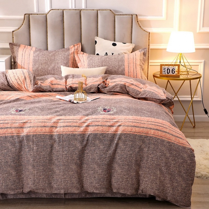 91家纺网 家纺一手货源 找家纺 晶缦 2023新款典雅系全棉活性磨毛多规格单品四件套-被套 路易时尚-灰