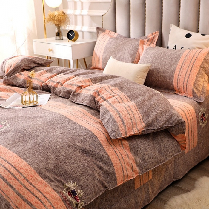 91家纺网 家纺一手货源 找家纺 晶缦 2023新款典雅系全棉活性磨毛多规格单品四件套-被套 路易时尚-灰