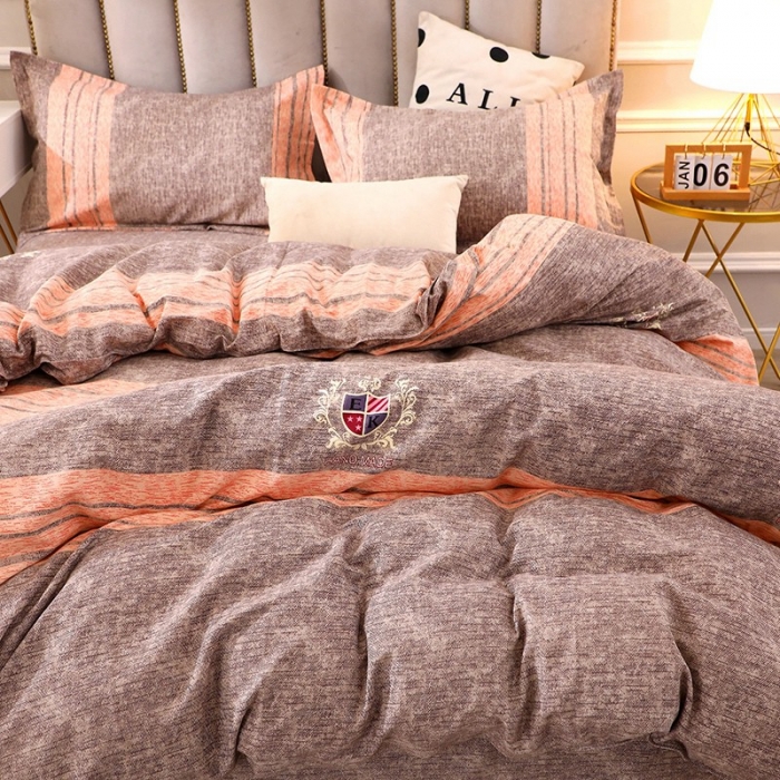 91家纺网 家纺一手货源 找家纺 晶缦 2023新款典雅系全棉活性磨毛多规格单品四件套-被套 路易时尚-灰