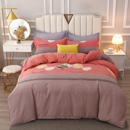 晶缦 2023新款典雅系全棉活性磨毛多规格单品四件套-被套 漫步时光豆沙