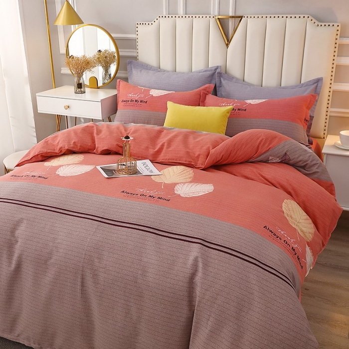 91家纺网 家纺一手货源 找家纺 晶缦 2023新款典雅系全棉活性磨毛多规格单品四件套-被套 漫步时光豆沙