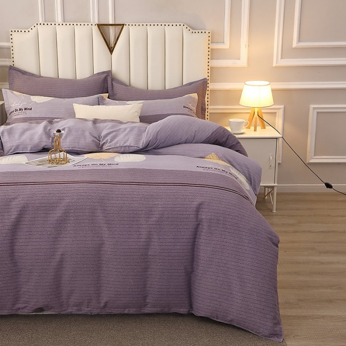 91家纺网 家纺一手货源 找家纺 晶缦 2023新款典雅系全棉活性磨毛多规格单品四件套-被套 漫步时光灰