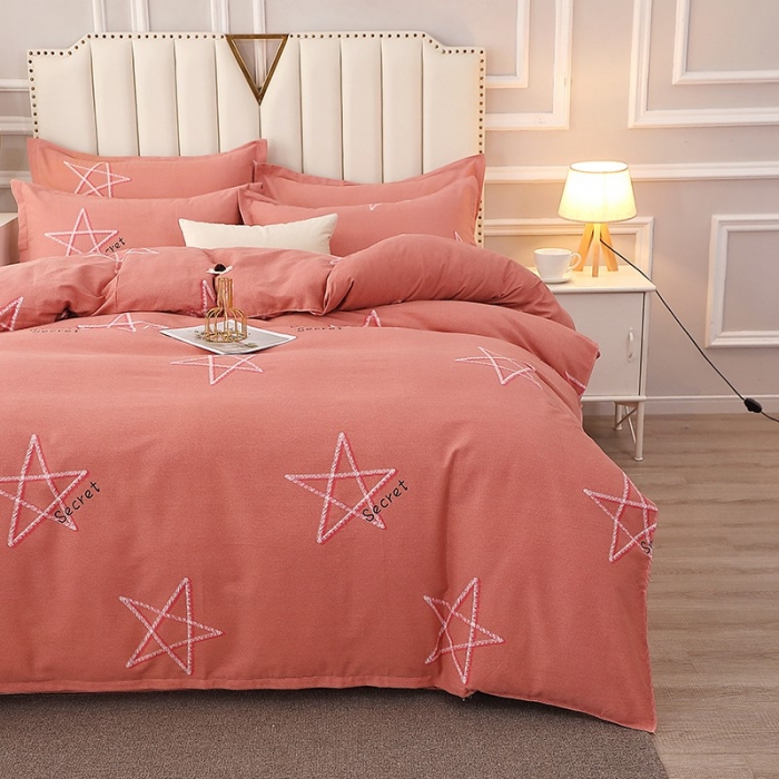 91家纺网 家纺一手货源 找家纺 晶缦 2023新款典雅系全棉活性磨毛多规格单品四件套-被套 未来之星粉