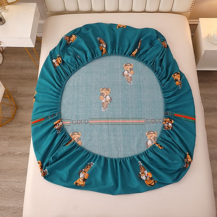 91家纺网 家纺一手货源 找家纺 晶缦家纺 2023新款典雅系全棉活性磨毛多规格单品床笠 潮玩小熊蓝